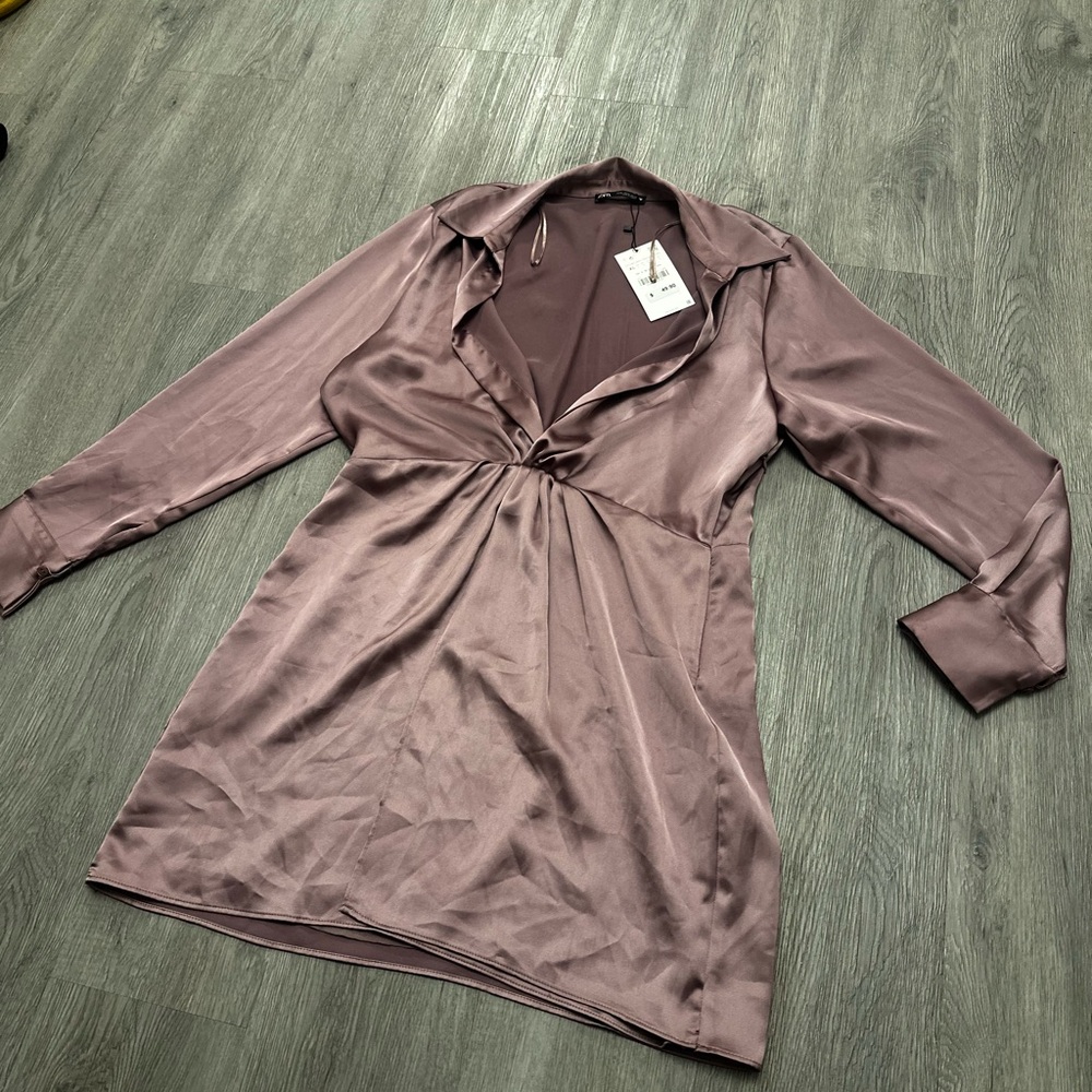 Elegant Mauve Satin Dress